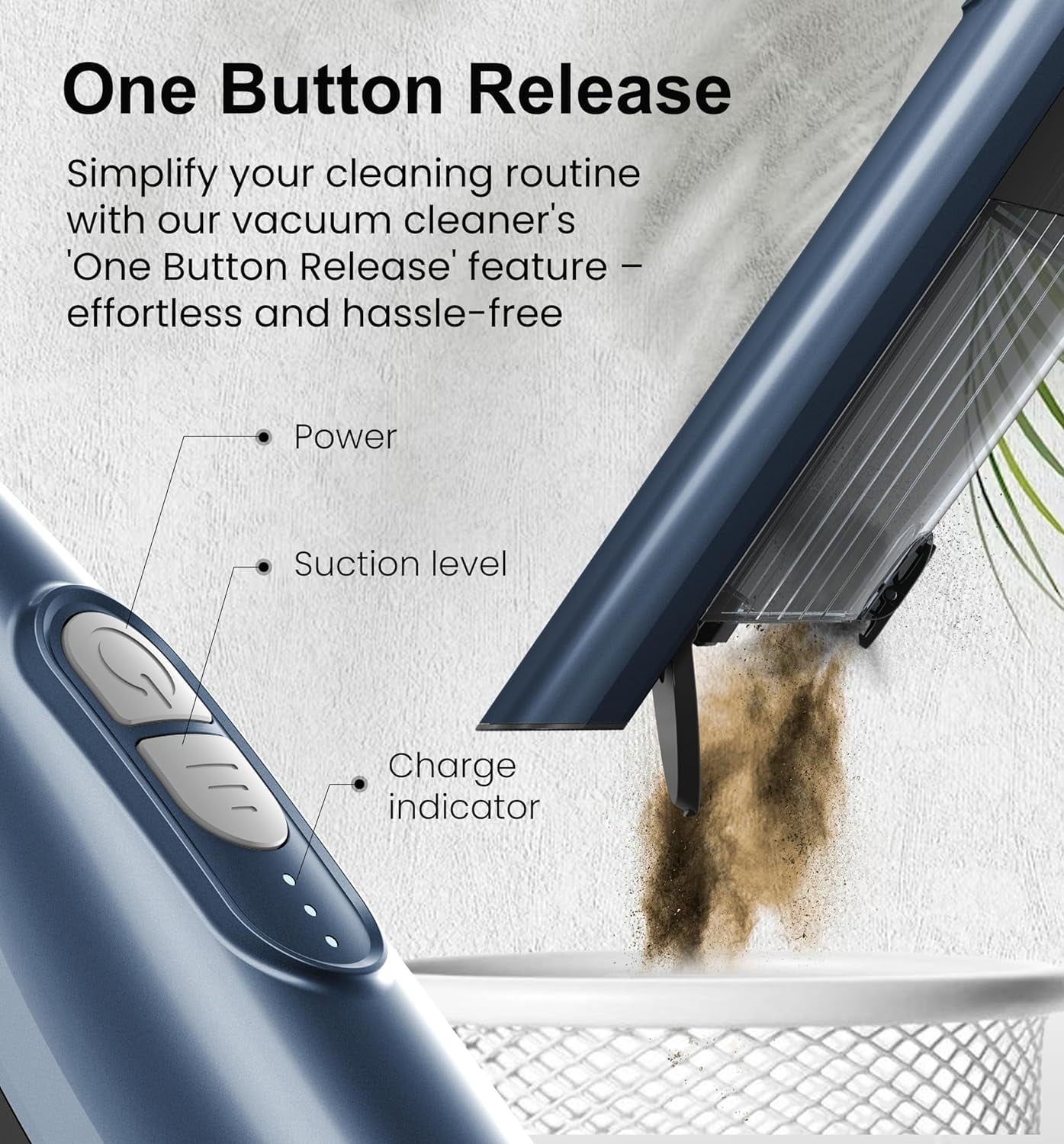 Tranqwil Cordless Handheld Vacuum, Lightweight & Powerful Suction, Charging Dock, One-Touch Empty for Home & Car, Guiding Lights with Versatile Attachments