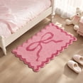 thumbnail image 3 of Bow-Shaped Bath Mat, Cute Scalloped Non-Slip Rug, Super Absorbent Microfiber Bathroom Carpet for Soft Comfort Underfoot, Plush Velvet Bow, Machine Washable, Pink, 3 of 5