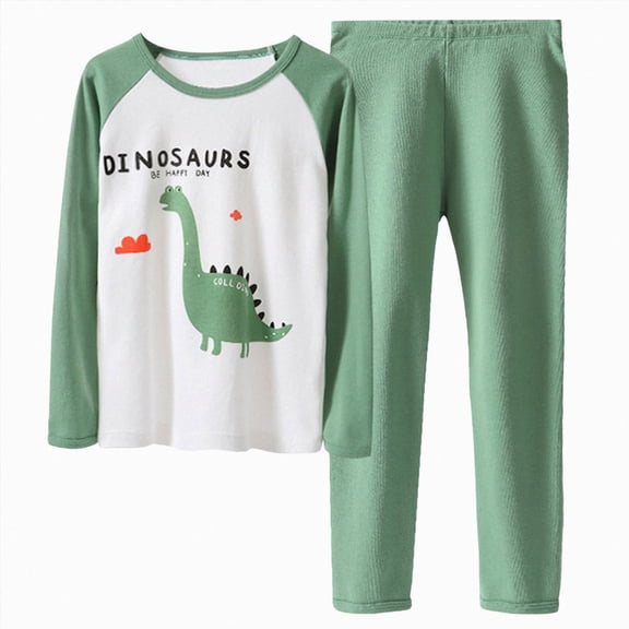 TOWED22 2 Pieces Pajamas Toddler Boys Girls Long Sleeve Cotton Pjs Kids Fall Winter Sleepwear Sets 3 6 9 12 18 24 Months 2 3 4 5 6 7 8 9 Years(Green,13-14 Y)