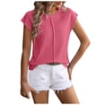 thumbnail image 1 of Timegard Hauts à Manches Courtes pour Femmes Col Rond Sans Manches Ample Pull Décontracté Blouse Tricotée, 1 of 5