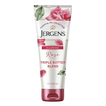 Jergens Rose Body Lotion Butter, with Camellia Essential Oil, Dry Skin Moisturizer, 7 oz