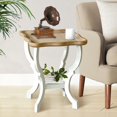 thumbnail image 4 of Farmhouse End Table, Wood Square Side Table, 2 Tiers Accent Table for Family, Living Room or Small Spaces, Concave Legs, White and Brown, 4 of 18