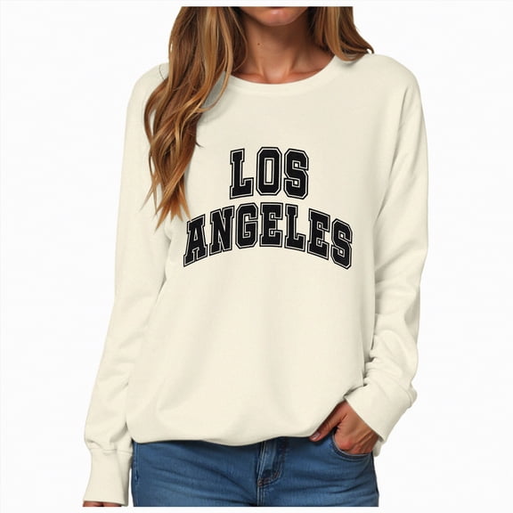 Towmus Women Long Sleeve Los Angeles Sweatshirts Casual Long Sleeve Raglan Shirts Cool Letter Print Pullover Tops