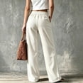 thumbnail image 4 of BRELIL Women Plus Size Wide Leg Corduroy Pants High Waisted Casual Trousers with Pockets Long Baggy Fall Winter Lounge Palazzo Pants, White 3XL, 4 of 5