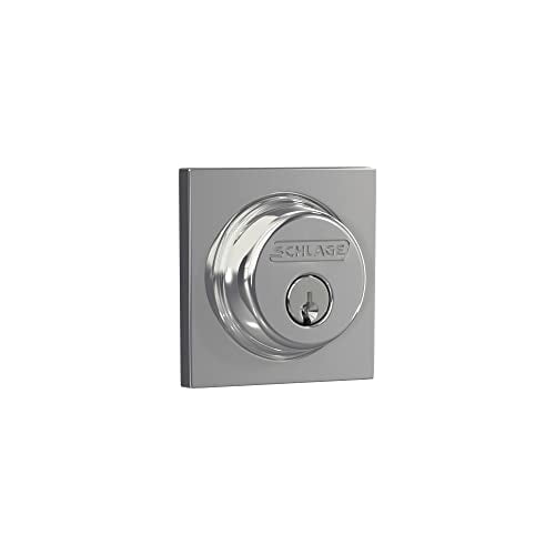 Schlage B60N COL 625 Single Cylinder Deadbolt with Collins Trim, Bright Chrome