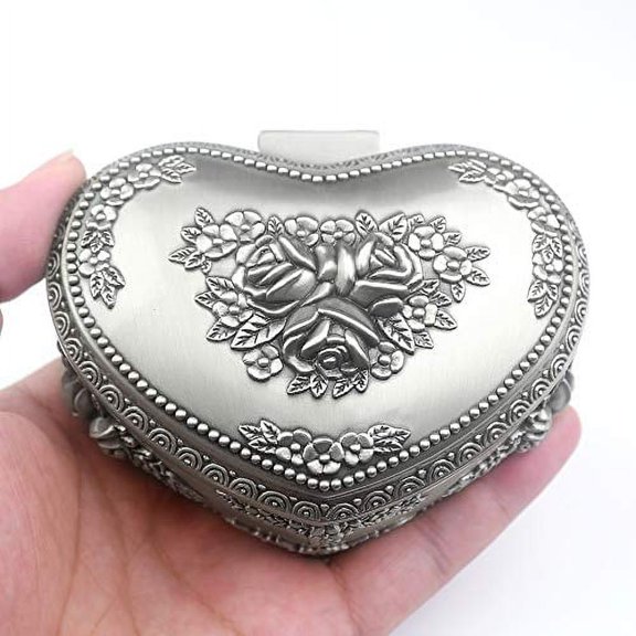 Sinzyo Heart-Shaped Emboss Alloy Metal Music Box Wind Up Movement Musical Boxs for Christmas/Birthday/Valentine's Day Tune ; My Heart Will go on