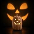 thumbnail image 3 of Holloyiver Handmade Terracotta Pumpkin Jack O' Lantern, Halloween Fall Terracotta Pumpkin Lantern Ornament, Autumn Farmhouse Table Festival Decoration for Home Porch Mantel Room Decor, 3 of 7