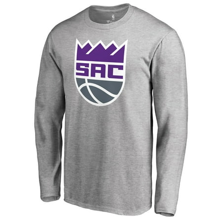 Men s Heathered Gray Sacramento Kings Secondary Logo Long Sleeve T-Shirt