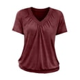 thumbnail image 4 of Chemises à Manches Courtes pour Femmes Blouse Décontractée à Col en V Chemise en Polyester Coupe Régulière 1 Pce, 4 of 7