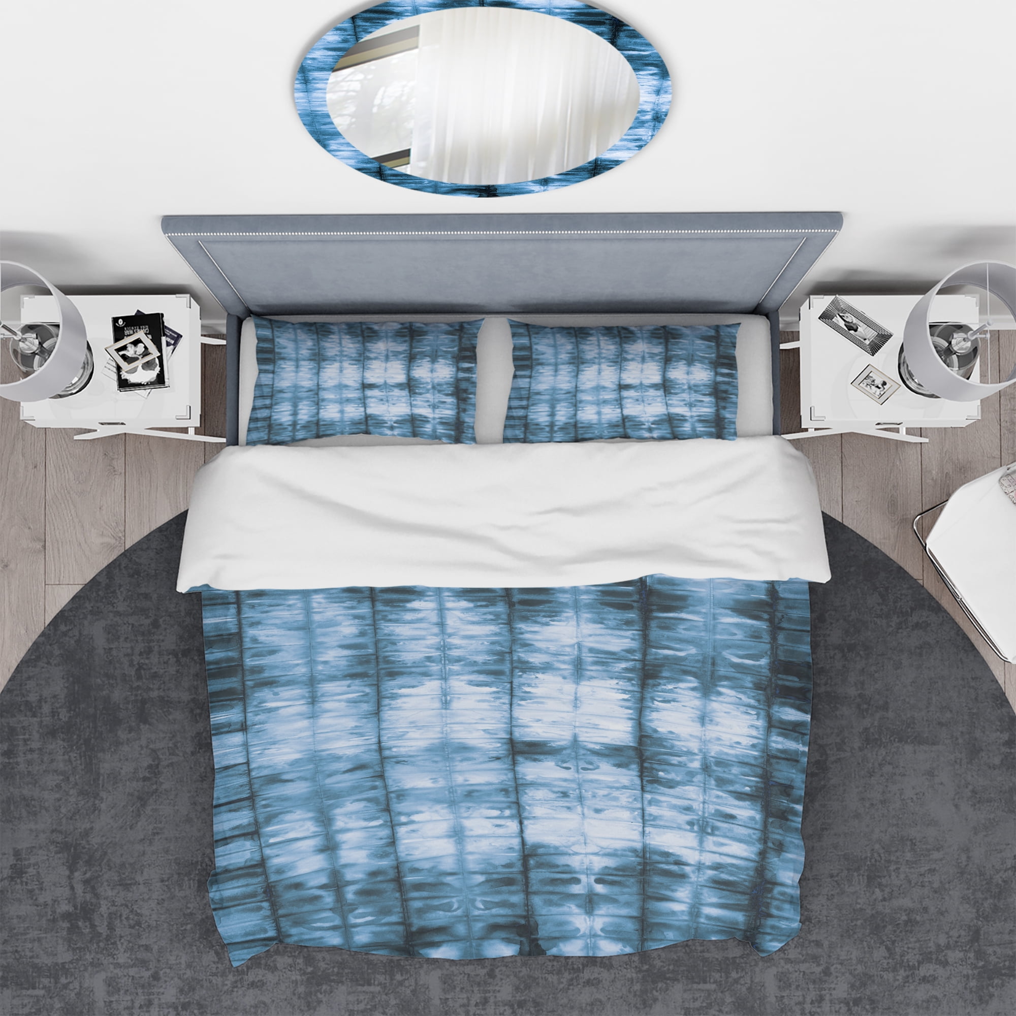 Designart 'Indigo watercolor geometrical IV' Geometric Duvet Cover Set