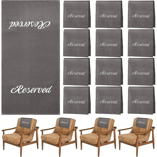 Letreros Roofei para reserva de sillas, letreros para bancos de iglesia, letreros negros con texto impreso en blanco para bodas, fiestas, celebraciones, recepciones, iglesias o eventos (12 unidades,