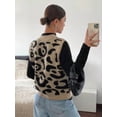 thumbnail image 2 of Women's Knit Vest V-Neck Button Front Sleeveless Loose Fit Ribbed Cuffs Hem Top for Fall Winter Layering Office Commute Daily Outfits, 2 of 10