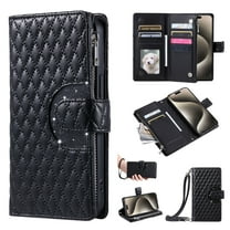 for Motorola Moto G Stylus 5G 2021 Wallet Case, Classic PU Leather Phone Case for Women Men with Zipper Credit Card Holder Wrist Strap Crossbody Strap Shockproof Flip Case, Black