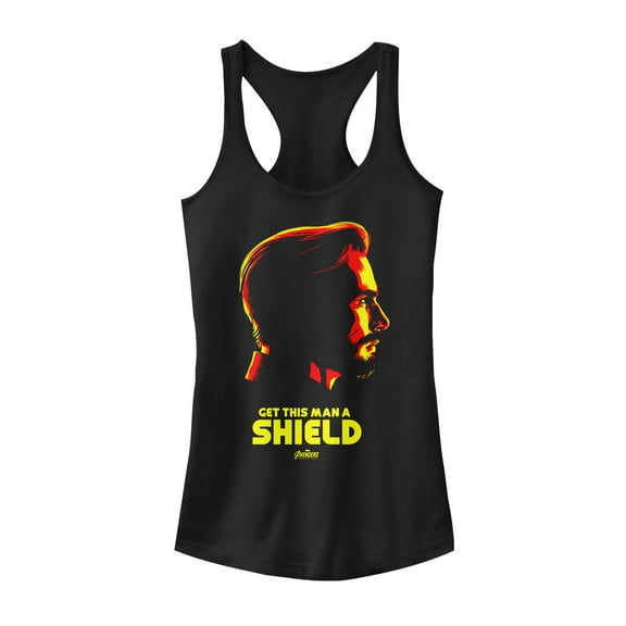 Junior's Marvel Avengers: Infinity War Get Captain America a Shield Racerback Tank Top Black Small