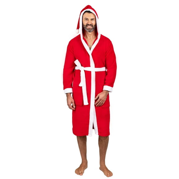 Intimo Mens Hooded Family Pajama Santa Robe, Red Men, Size: 2X