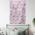 thumbnail image 4 of Tea Party Tapestry, Cute Princess with Teacups Abstract Floral Background Gothic Design Print, Wall Hanging for Bedroom Living Room Dorm Decor, 40W X 60L Inches, Lilac Pink Coral, by Ambesonne, 4 of 5