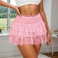 thumbnail image 2 of Daznico Women's Lace Ruffle Skirt Going Out Party Rave Club Date Night Mini Skirts,Mardi Gras Clothing,Mardi Gras Skirt,S, 2 of 4