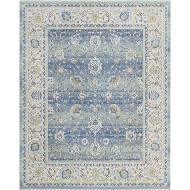 Unique Loom Whitney Vintage Border Rug 10' x 14' Rectangle French Blue/Ivory
