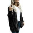 thumbnail image 3 of Fangasis Women Coat Hooded Jacket Cardigan Outwear Ladies Warm Overcoats Fuzzy Travel Black 2XL, 3 of 6