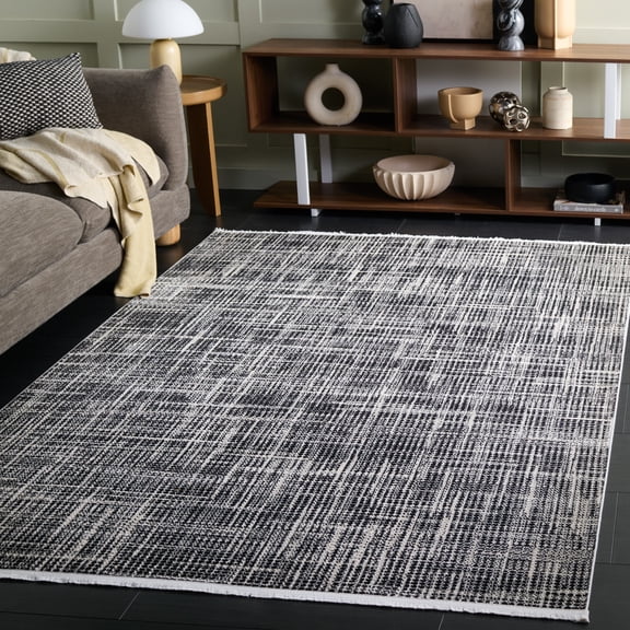 Safavieh Mila Heidi Geometric Striped Polyester Area Rug, Ivory/Black, 5'3" x 7'6"