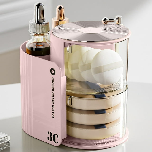 Wzzjkit Powder Puff OrganiserRotating Cushion RackDresser Multi Layer Lipstick Makeup Brush