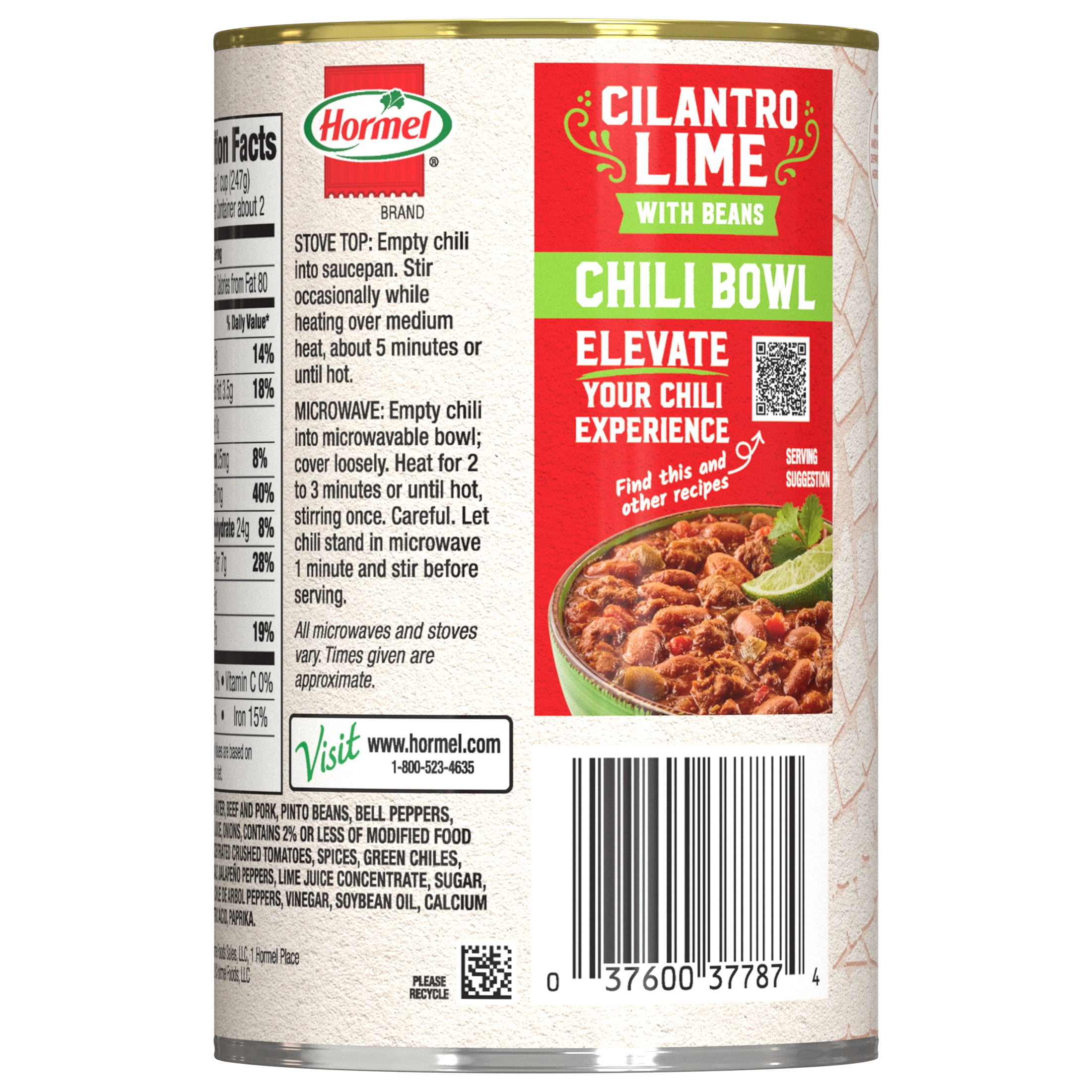 HORMEL Chili Cilantro Lime with Beans, 15 oz Can