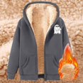 thumbnail image 2 of Halloween Hoodies for Women Unisex Patterned Zip Up Sweatshirt Long Sleeve Pullover Tops With Pockets Fleece Lined Warm Apparel Dark Gray L, 2 of 3