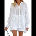 thumbnail image 3 of Conjuntos de 2 Piezas: Camisa Abotonada, Top y Pantalones Cortos, Conjuntos Casuales para Estar en Casa L, 3 of 10