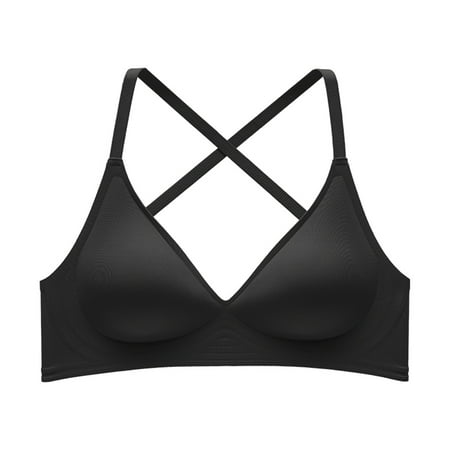 SMihono Womens Deep V Bras Wireless Comfortable Bra Supportive No Underwire Bras Tshirt Push Up Bralettes Plunge Seamless Bra Black M