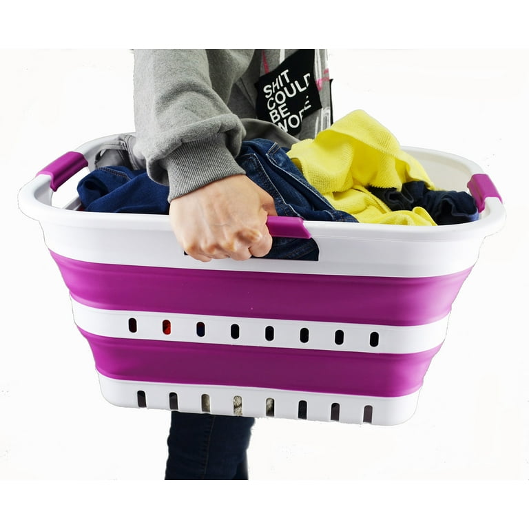 SAMMART 30L (8 Gallon) Collapsible 3 Handled Plastic Laundry Basket -  Foldable Pop Up Storage Contai…See more SAMMART 30L (8 Gallon) Collapsible  3