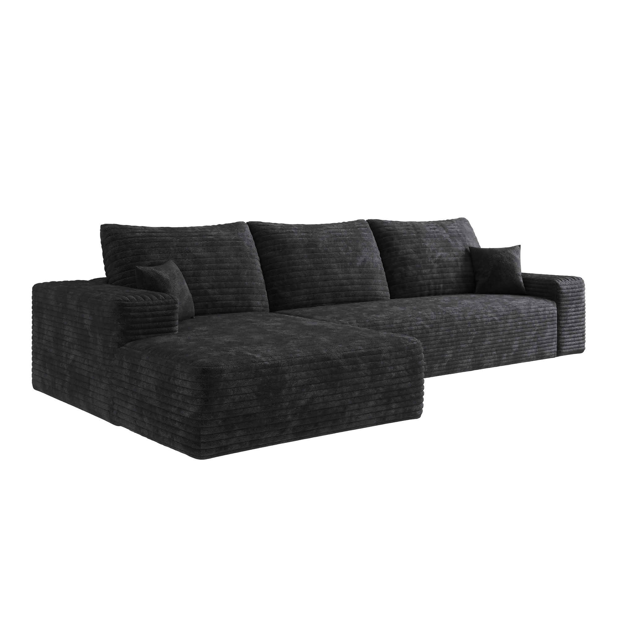 MAYEERTY L-Shaped Modular Sectional Sofa, Plush Corduroy Cloud Couch with Chaise, No Assembly Leisure Sofa for Home