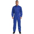 thumbnail image 3 of iiniim Men's Long Sleeve 100% Cotton Coverall Front Half Zipper Dustproof Jumpsuit Workwear Royal Blue M/165, 3 of 7