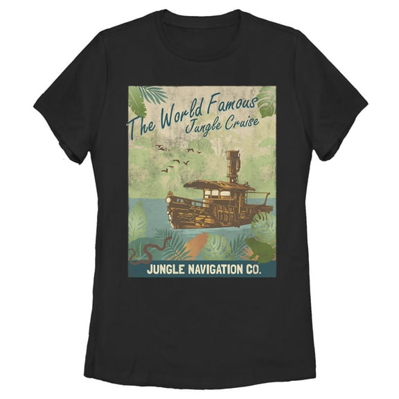Women's Jungle Cruise La Quila Retro Poster  Graphic Tee Black Large