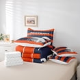thumbnail image 5 of Feelyou Modern Rugby Football Twin Bedding Sets 7-Piece, Cartoon Soccer Helmet Bedding Comforter Set, Orange Navy Abstract Stripes Reversible Sheet Sets, Microfiber Bedroom Decor, 5 of 7