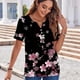thumbnail image 5 of Tops de Manga Corta de las Mujeres Impreso Cuello en V, Suelto Casual Top para el Hogar Y las Actividades Diarias, 5 of 8