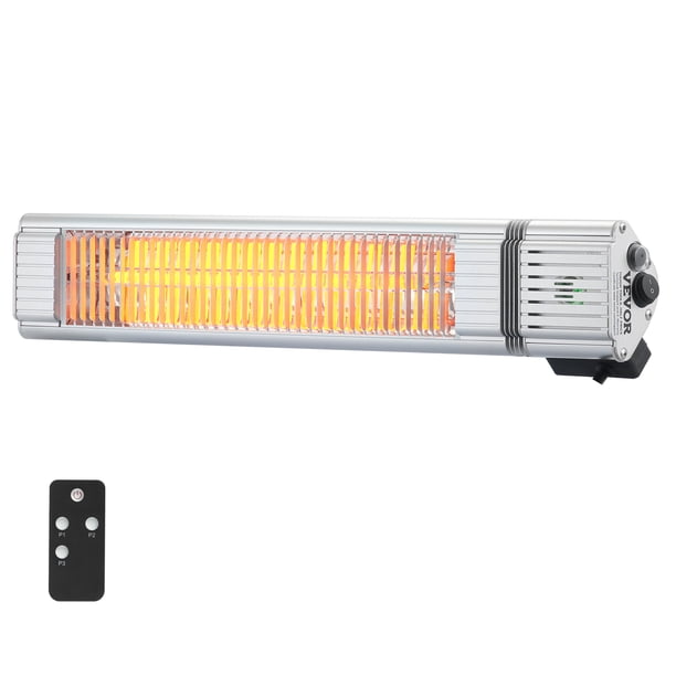 VEVOR Calentador infrarrojo, calentador infrarrojo electrico de espacio con control remoto de 1500 W, calentador infrarrojo exterior de carbono con protección IP65 con 3 velocidades, para porche