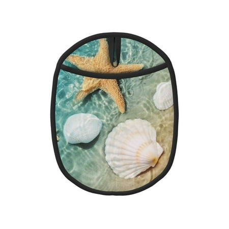 

Pofeuu Starfish And Seashell Print Silicone Pot Mat Mitten With Hanging Loop Heat Resistant Oven Mitts Non-Slip Bbq Baking Smoking Potholders