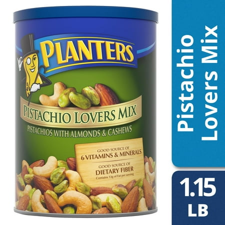 Salted California Pistachios - Planters Pistachio Lovers Mix, Salted, 18.5 oz Canister
