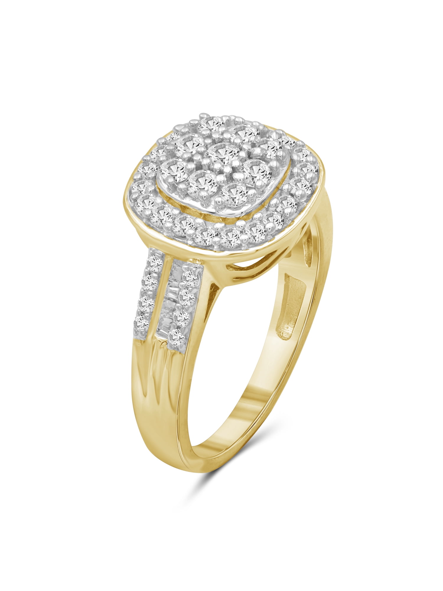 JewelersClub 14K Gold Plated Silver 1 Carat White diamond Cluster Ring for Women | Diamonds for Everyday Womens Wear
