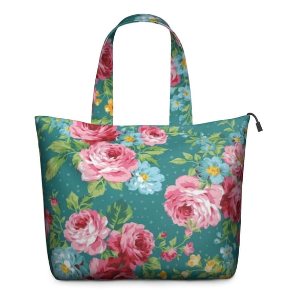 Pioneer Flower Floral Print Pattern Travel Tote Bags for Women Carry On,Large Weekender Bags for Women Travel,Multi Functional Duffle Bag for Work,Shopping,Sports