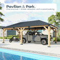 thumbnail image 3 of 12x20 ft Cedar Wood Gazebo, Hardtop Gazebo with Galvanized Steel Double Roof, 3 of 6
