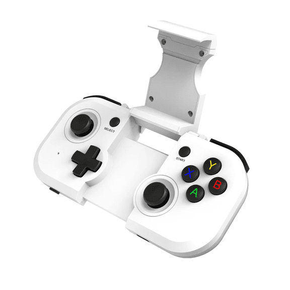 Wireless Bluetooth Video Game Controller with Phone Holder Stand for Android & iOS, PC (Windows7 8 10), Switch & PS3 White