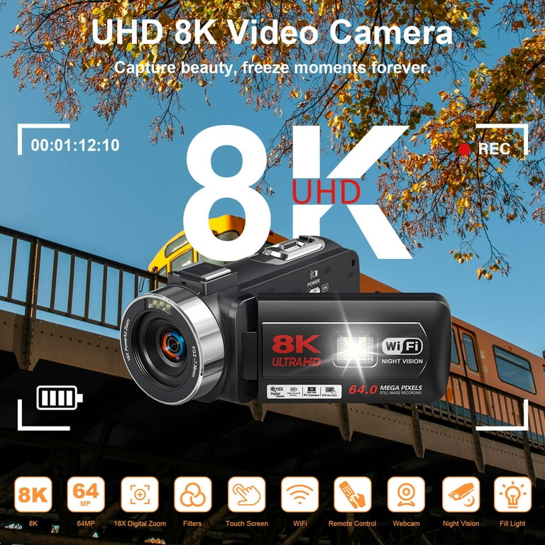 MARVUR 5K Professional Handheld Video Camera Camcorder 64MP