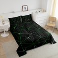 thumbnail image 4 of YST Geometric Comforter Set, Geometry Irregular Diamond Bedding Set For Kids Teens Adult Women, Lightweight Microfiber Quilt All Season - 1 Comforter, 2 Pillow Cases(Black Green, Full), 4 of 5