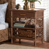 bali & pari Akane Coastal Nightstand, 1-Drawer, 24"W, Antique Brown