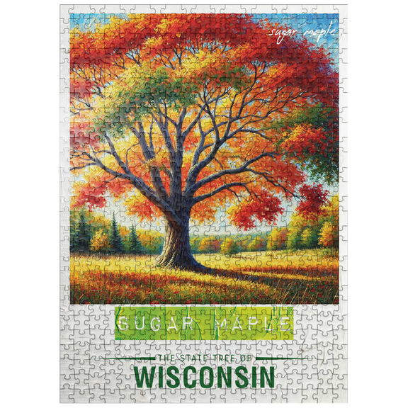 MyPuzzle - State Trees Series: Wisconsin, Sugar Maple - Premium 500 Piece Jigsaw Puzzle for Adults