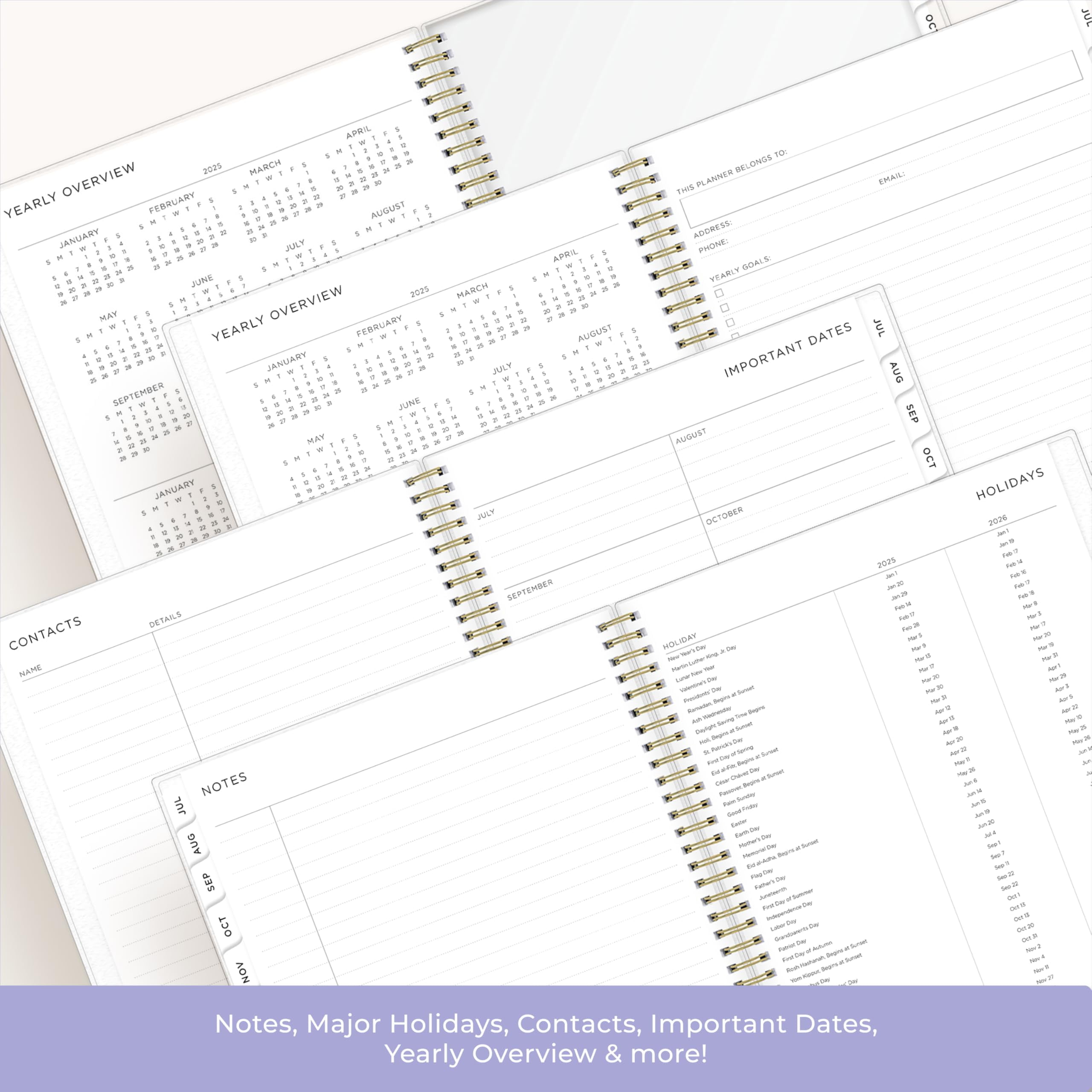 Blue Sky Ashley G 2025-2026 Weekly and Monthly Academic Year Planner Calendar, July 2025 - June 2026, 8.5" x 11", Flexible Cover, Wirebound, Laminated Tabs, Multi Color Smoke