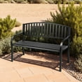 thumbnail image 5 of Abble 50in High Back Outdoor Metal Garden Bench Steel Slat Patio Loveseat Park Bench for Porch Yard Lawn Patio Bench, Black, 5 of 10
