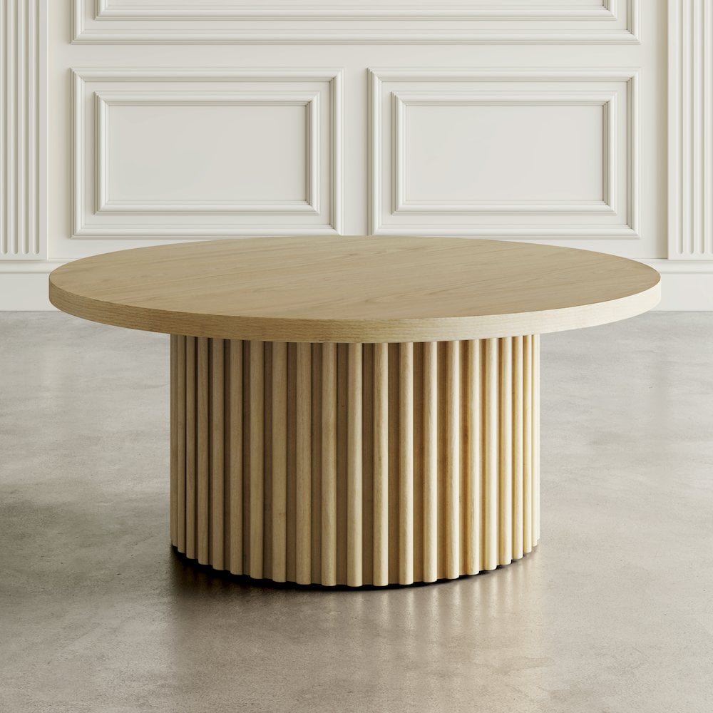 Jofran 40" Round Mid-Century Modern Fluted Pedestal Base Coffee Table