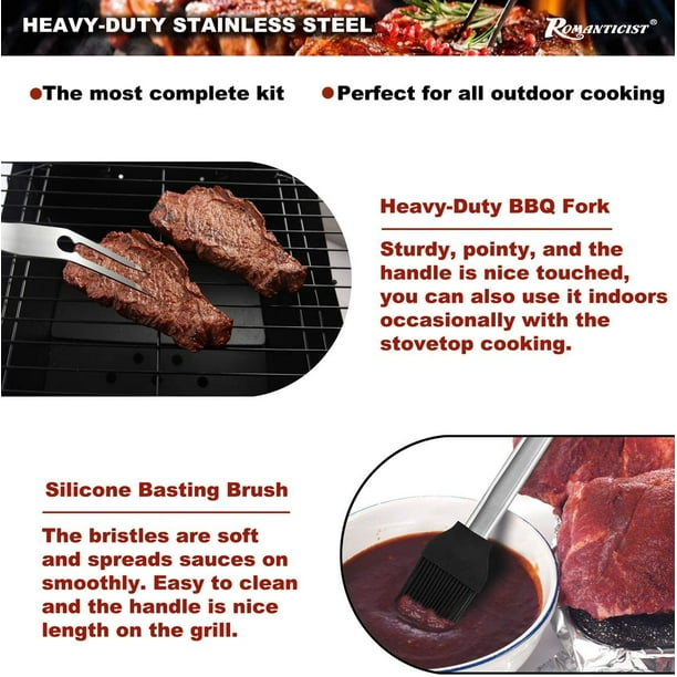 Kit de barbecue romantique - 20 ustensiles de barbecue en acier